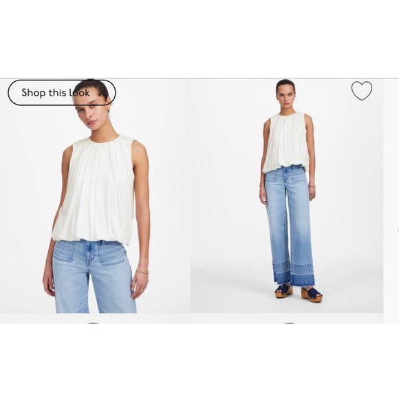 Madewell Tops - Madewell Sleeveless Crewneck Bubble Top White Size XL NU852